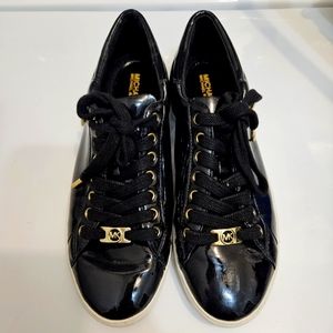 Michael Kors patented leather sneakers black and gold womens size 8 (38.5)